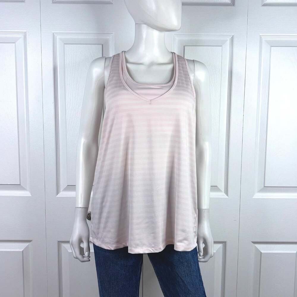 HYBA women's large Pale pink striped sports camisole with built-in bras
